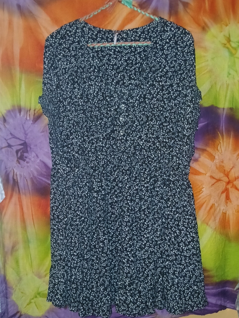 Free People Black and White Floral Mini Dress